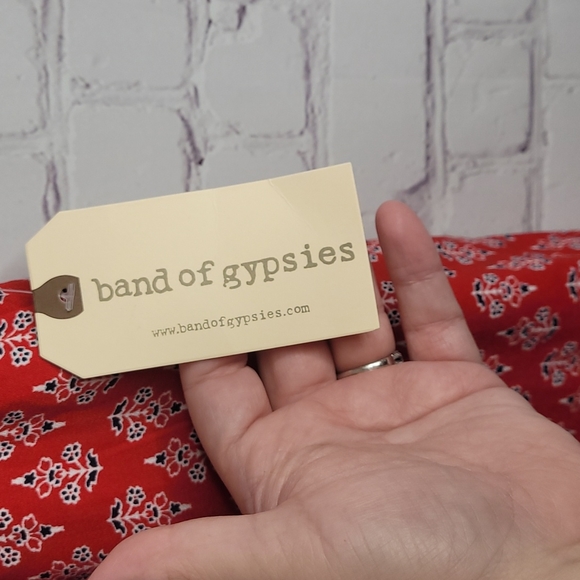 Band Of Gypsies Red Navy Blue Boho Bohemian Flowy Pants Size Medium NWT - Picture 8 of 10